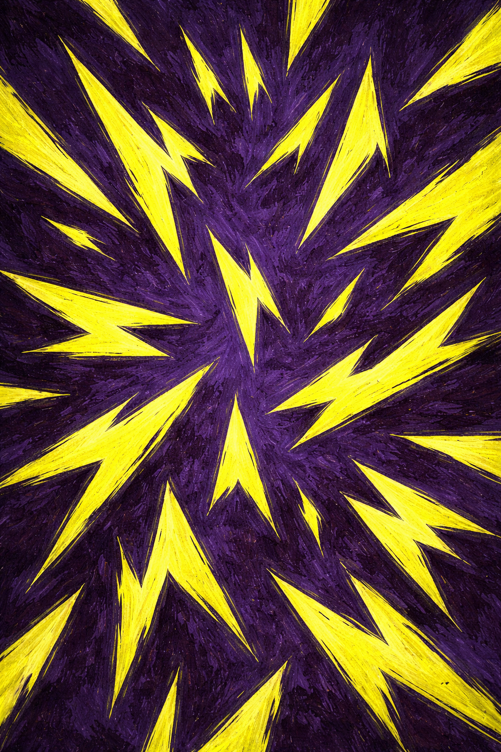 Piece No. 009: Abstract yellow and purple lightning bolt geometry